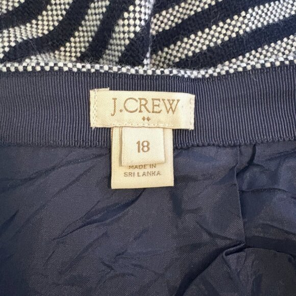J. CREW Striped Flared Paneled Wool Blend Skirt Navy Blue Lined Preppy Size 18 - Picture 10 of 10